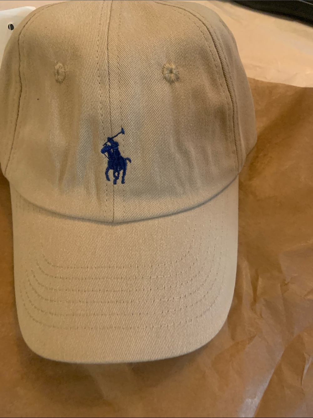 Polo by Ralph Lauren Khaki Cap with Blue horse embroidered